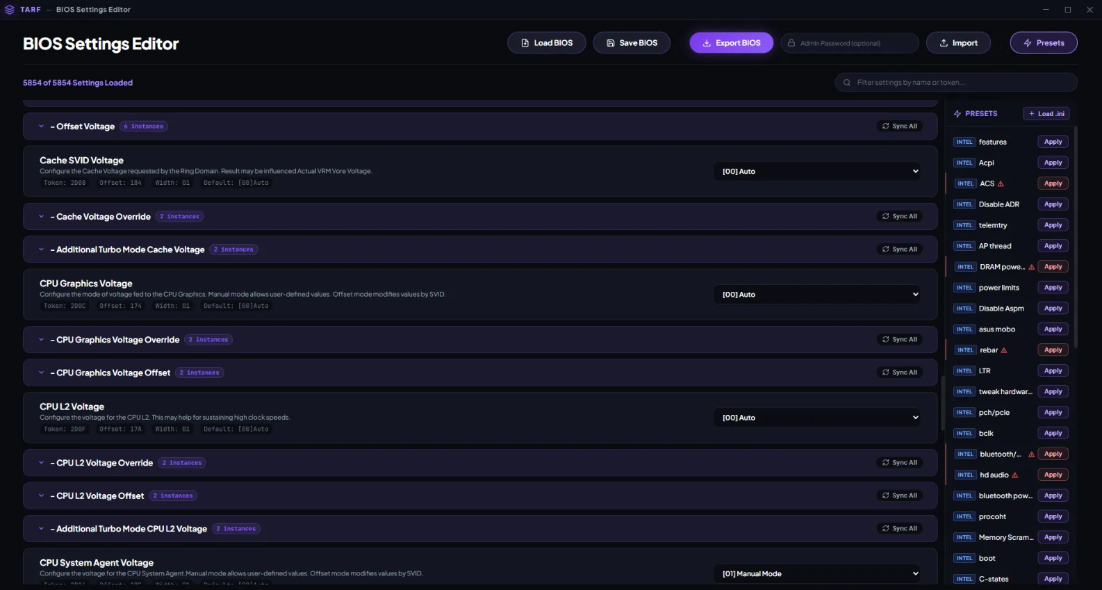 BIOS Optimization Tool screenshot